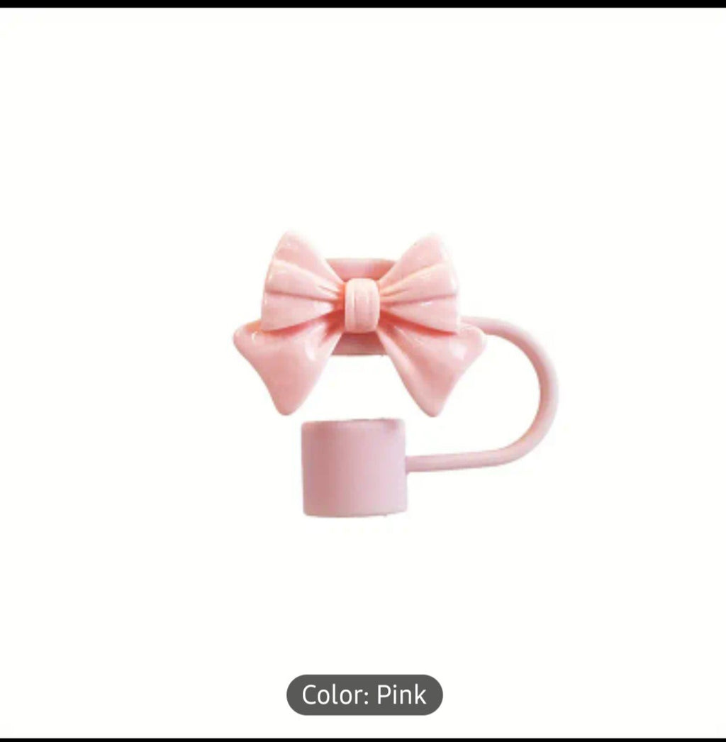 1PC Cute Bow Straw Cap Cover for 10mm Straws – Fits Stanley Tumbler Cups, Dustproof & Leak-Resistant (Random Color)