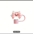 1PC Cute Bow Straw Cap Cover for 10mm Straws – Fits Stanley Tumbler Cups, Dustproof & Leak-Resistant (Random Color)
