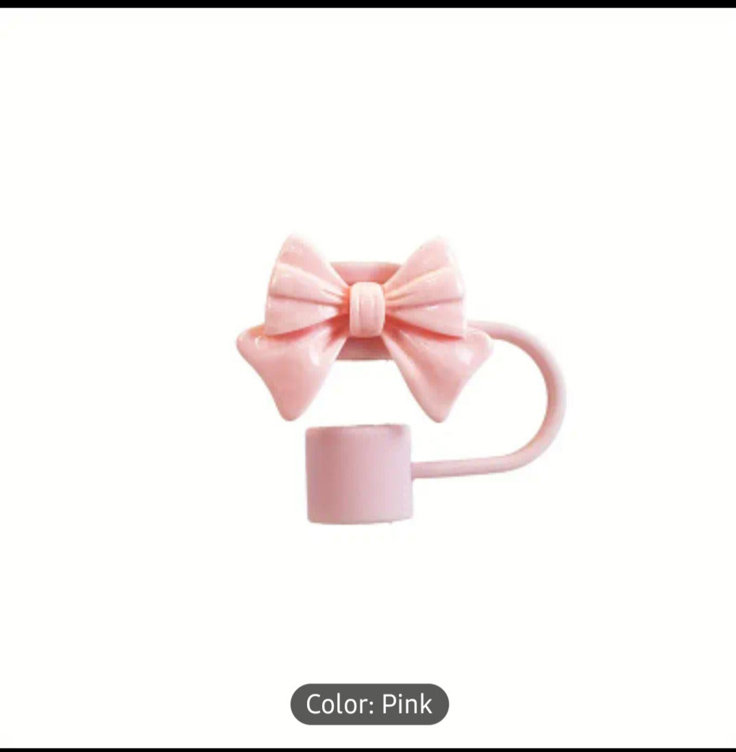 1PC Cute Bow Straw Cap Cover for 10mm Straws – Fits Stanley Tumbler Cups, Dustproof & Leak-Resistant (Random Color)