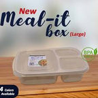 Meal-It 3-Compartment Lunch Box (1000 ml Large) – Leak-Resistant Meal Prep Container for Neatly Separated Food Items