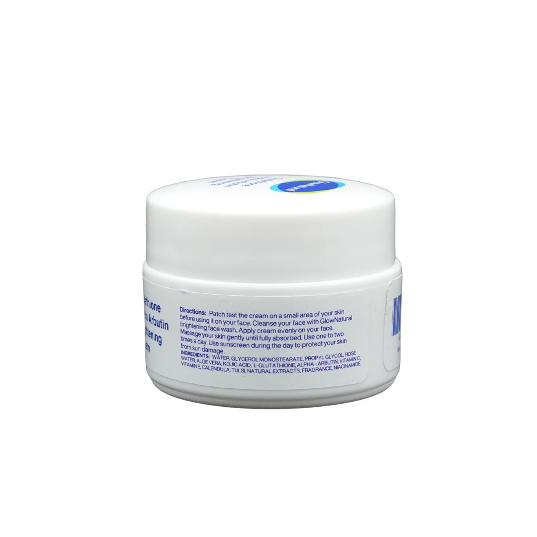 Glow Natural Glutathione and Alpha Arbutin Skin Brightening Cream – 50g – Advanced Formula for Even Skin Tone, Radiance, and Dark Spot Reduction