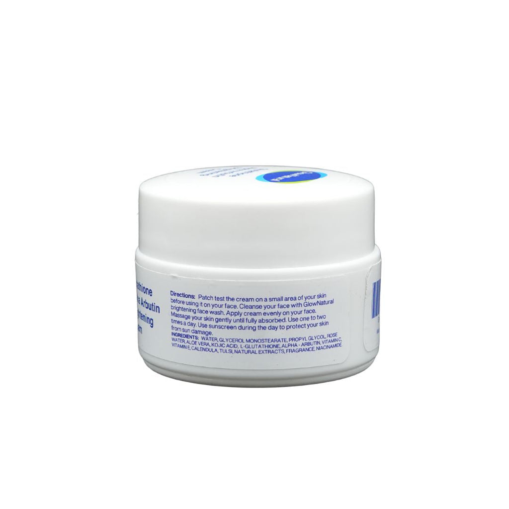 Glow Natural Glutathione and Alpha Arbutin Skin Brightening Cream 50g Advanced Formula for Even Skin Tone, Radiance, and Dark Spot Reduction