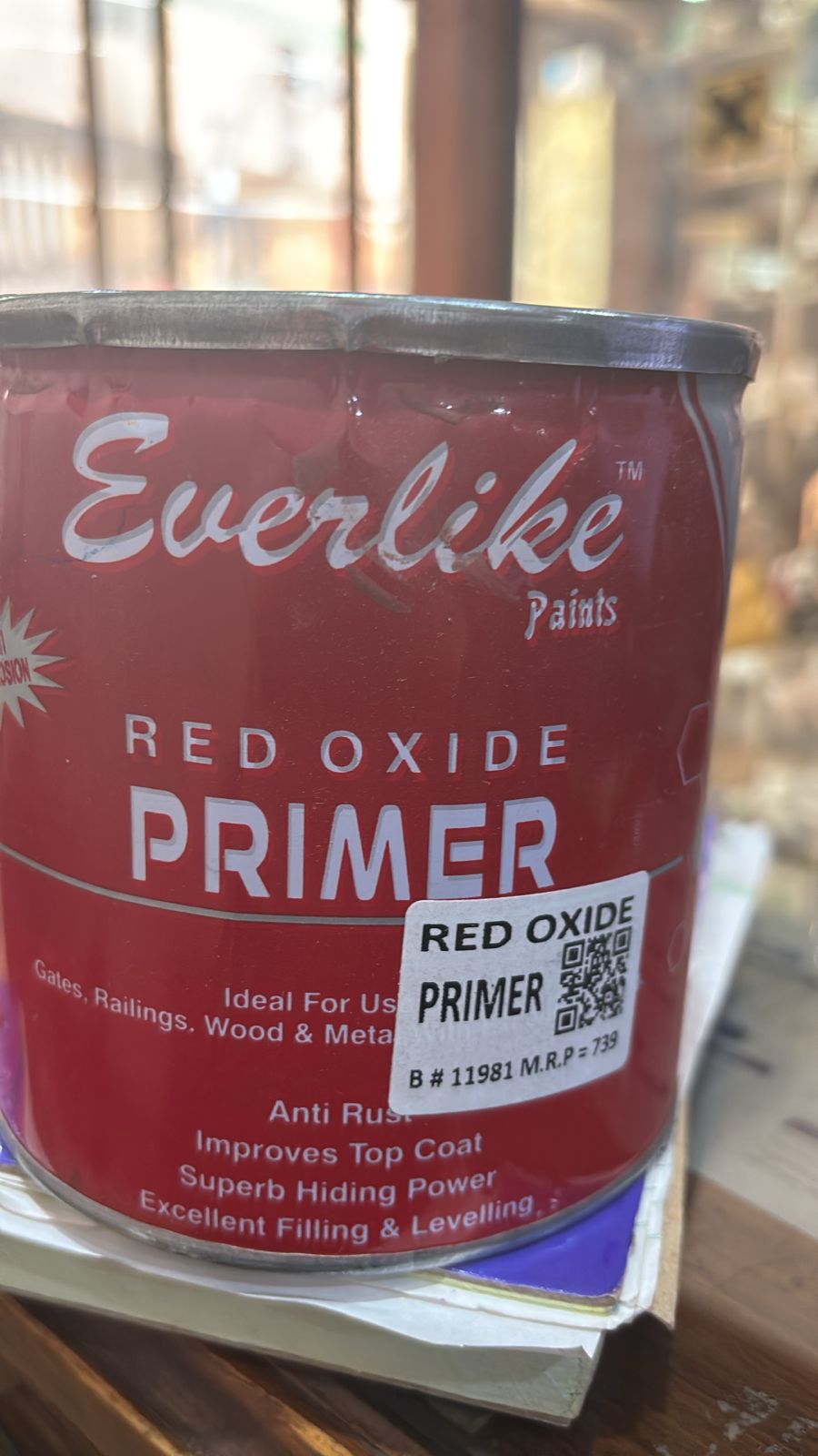Everlike Red Oxide Primer 0.91 Liter – Anti Rust Metal & Wood Primer for Strong Base Coating