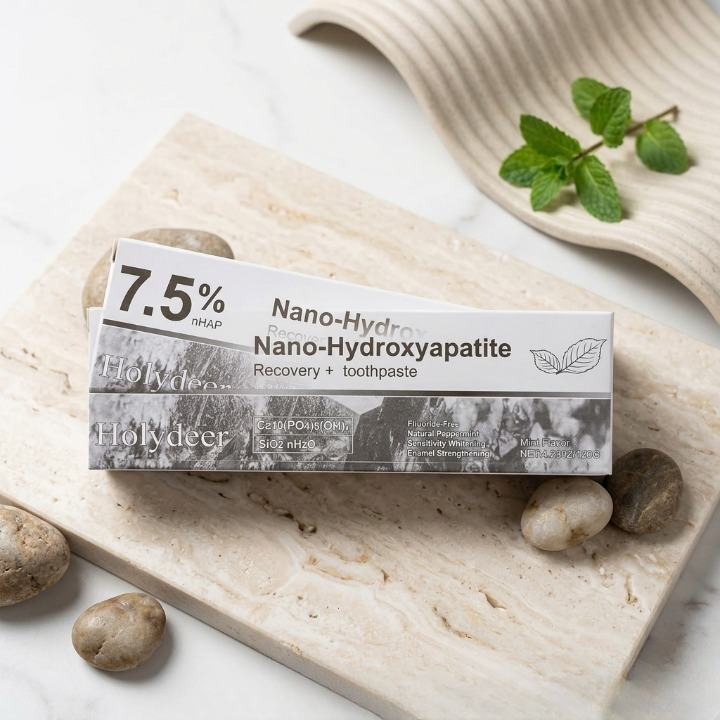 Holydeer 7.5% nHAP Nano-Hydroxyapatite Recovery + Toothpaste – Fluoride-Free Sensitivity & Whitening Care - 120g