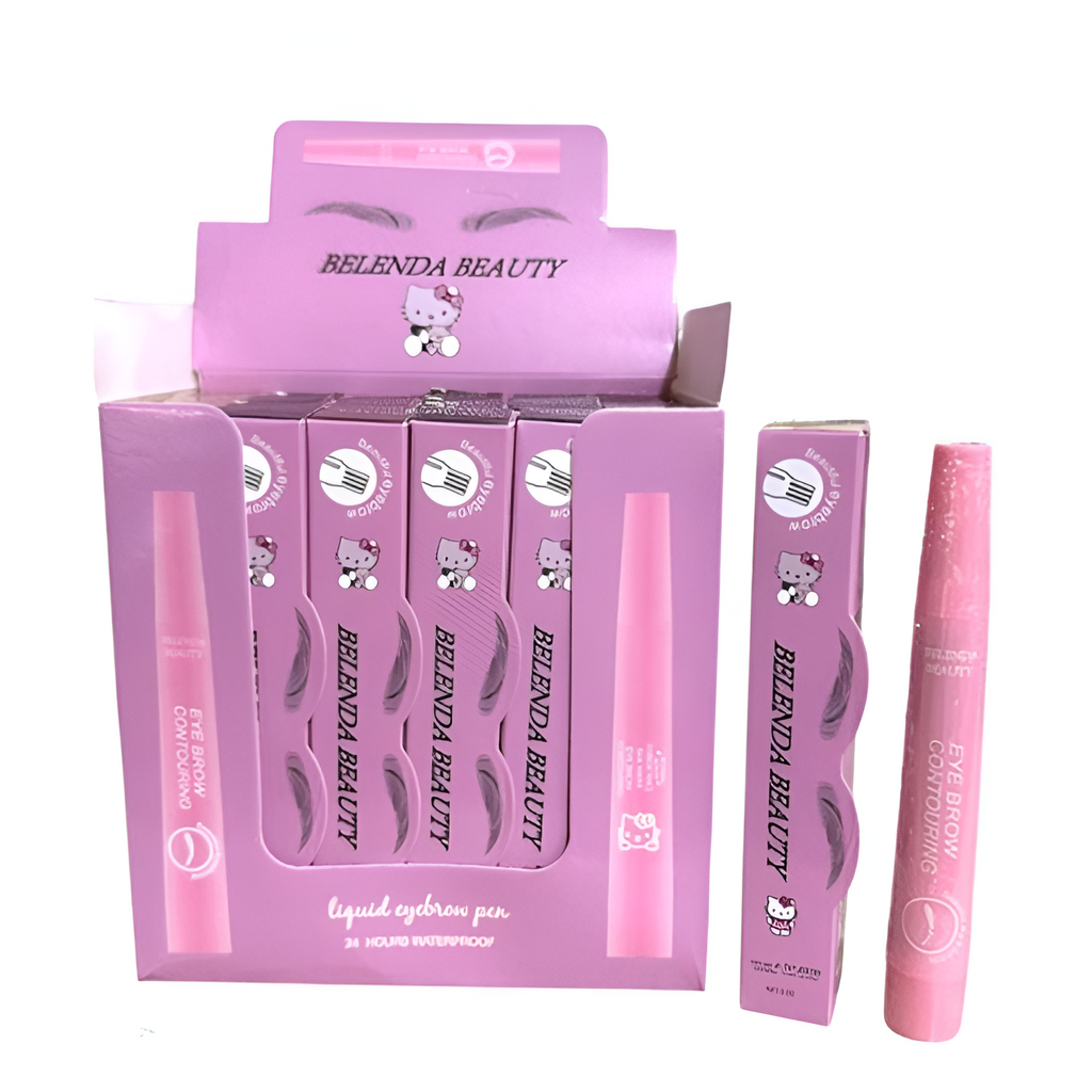 Belenda Beauty 4 Tip Waterproof Eyebrow Pen Liquid Brow Definer Long Lasting Makeup Tool - 1Pc