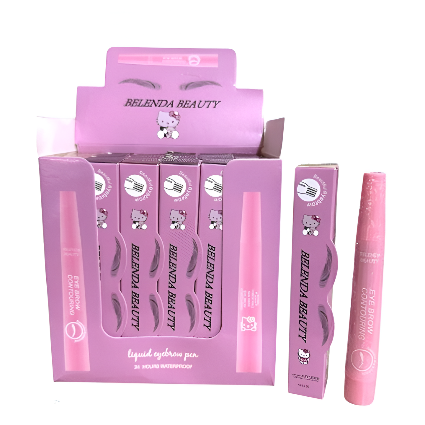 Belenda Beauty 4 Tip Waterproof Eyebrow Pen Liquid Brow Definer Long Lasting Makeup Tool - 1Pc