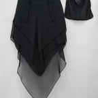 3 Layer Khimar Hijab Set with Niqab – Imported Chiffon 2 Piece Set | Free Size (Black)