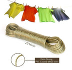 20M PVC Coated Metal Laundry Rope with Tensioner – Strong Outdoor Clothesline Wire (Random Color)