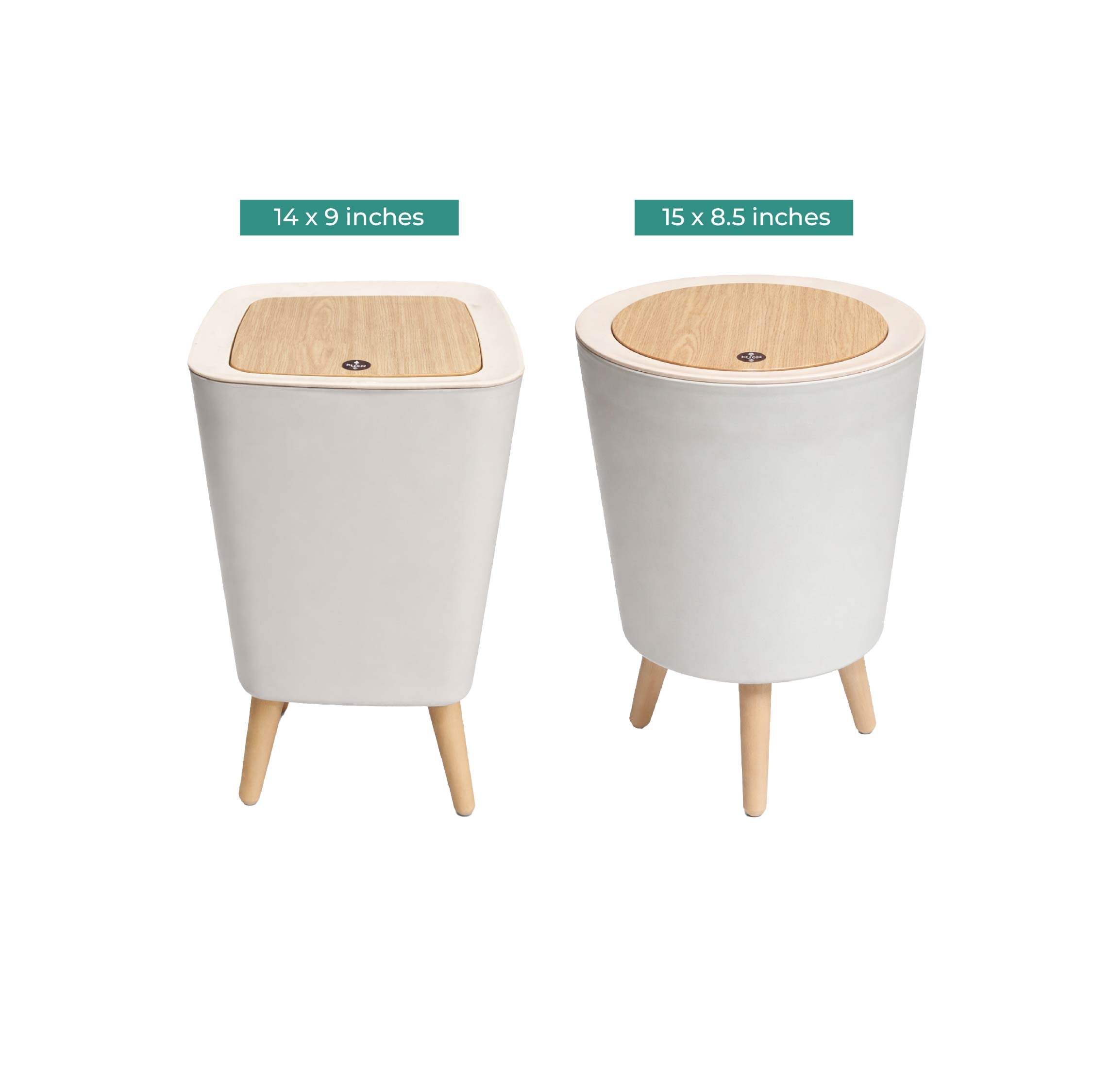 Royal's 8L Modern Nordic Trash Bin with Push Mechanism & Elevated Legs