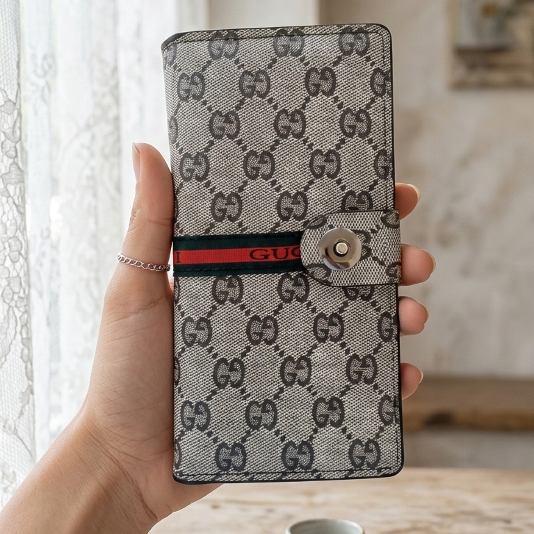Gucci Long Wallet – Premium Off White & Brown Designer Wallet