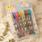 12 Colors Gel Pens Set – Glitter & Metallic 1.0mm Fine Tip | Kids Coloring, Sketching & Drawing Gift Set