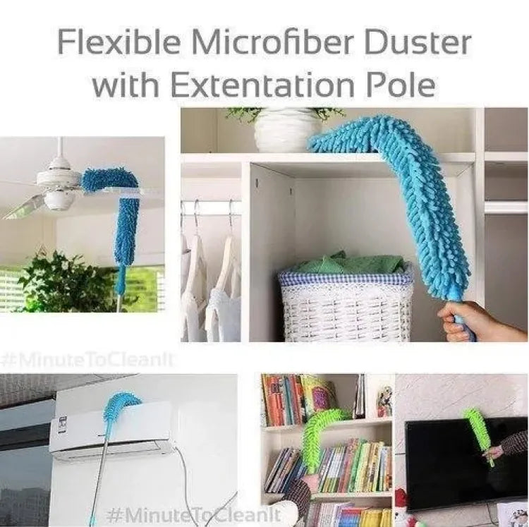 Micro Fiber Fan Duster Flexible Duster With Telescopic Stainless Steel Handle for Fan Cleaning Specially (random color)