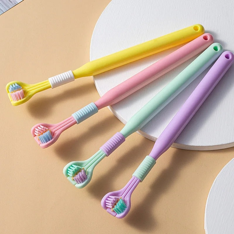 Three Sided Soft Hair Toothbrush Wrap Around Deep Cleaning Manual Toothbrush For Adults And Children Comfortable Grip