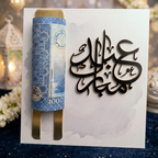 Premium Wooden & Acrylic Eidi Envelope – 4x4 Inch Reusable Eid Money Gift Card Holder with Elegant Festive Design