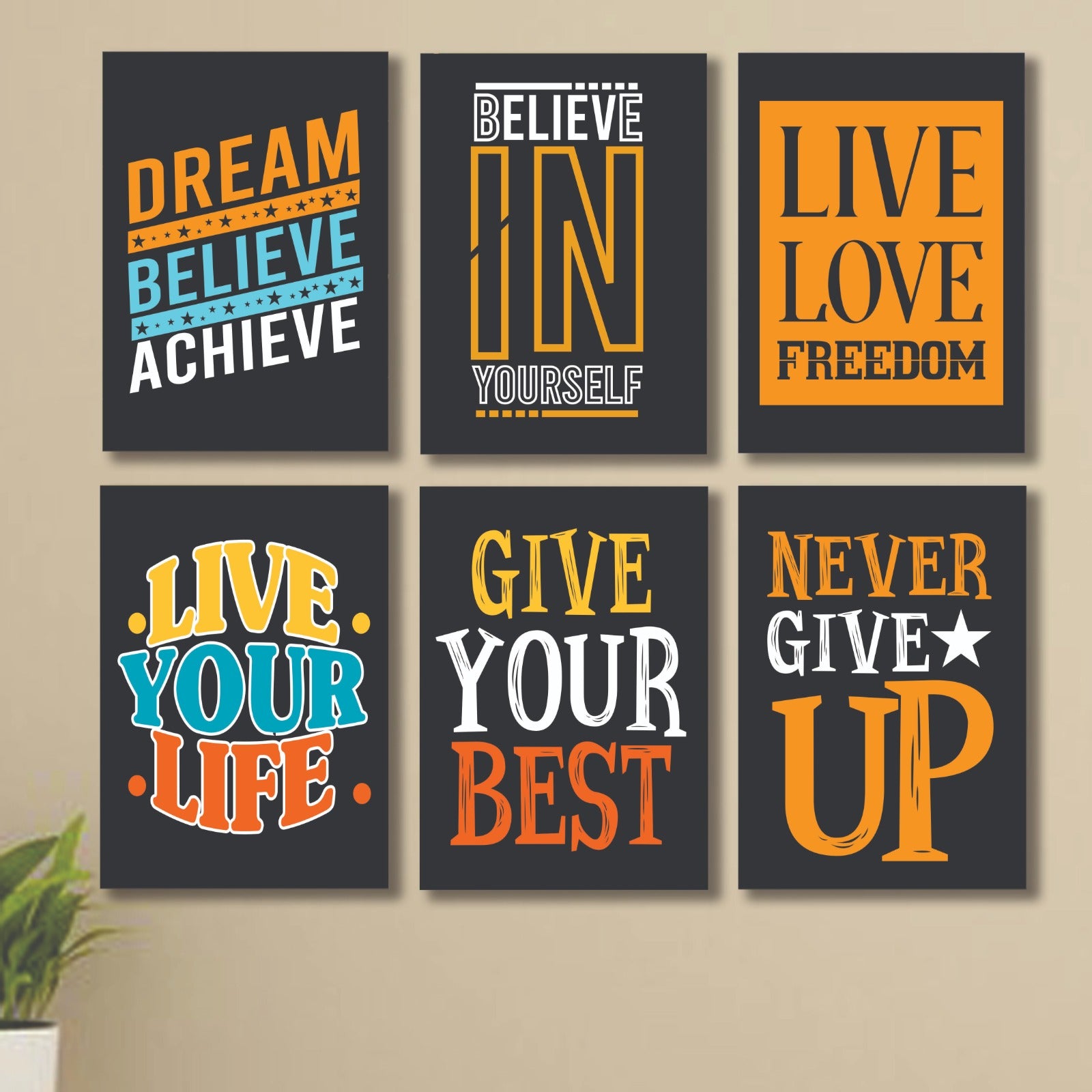 Set of 6 Wall Art Wooden Phototile Frames for Wall Decor