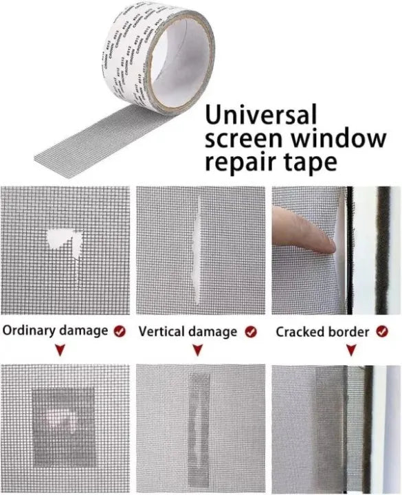 Mesh Roll Tape Window Screen Repair Patch – Strong Self-Adhesive Fiberglass Mesh, Easy DIY Screen Repair Tape For Windows & Doors