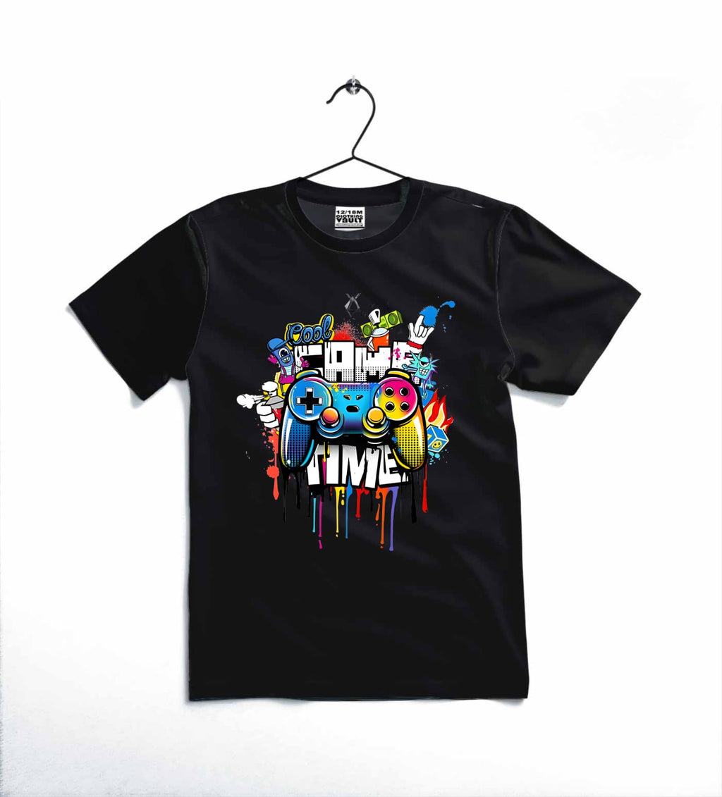 Game Time Printed Kids T Shirt Stylish Casual Comfortable Daily Wear For Boys And Girls