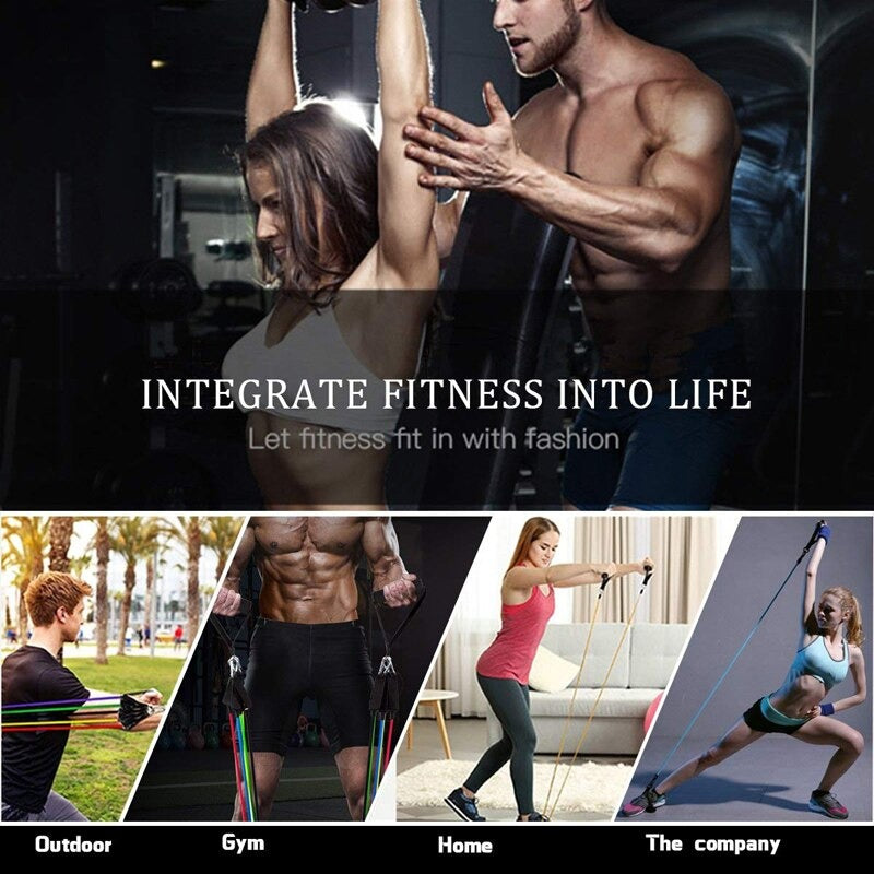 11 Piece Power Resistance Band Set Strength Training Yoga Sports Fitness Band Equipment for Men and Women