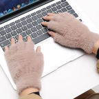 Girls Soft Plush Half Finger Gloves | Warm Fuzzy Fingerless Winter Gloves for Writing, Typing & Outdoor Use  random colours