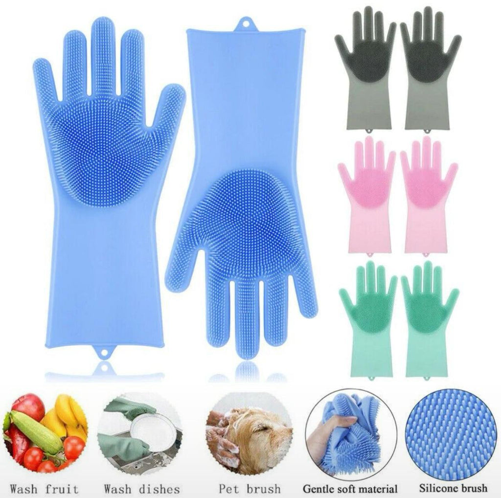 1 Pair Silicone Dishwashing Gloves Durable Quality Comfortable Grip Reliable Performance Easy Cleaning (Random Color)