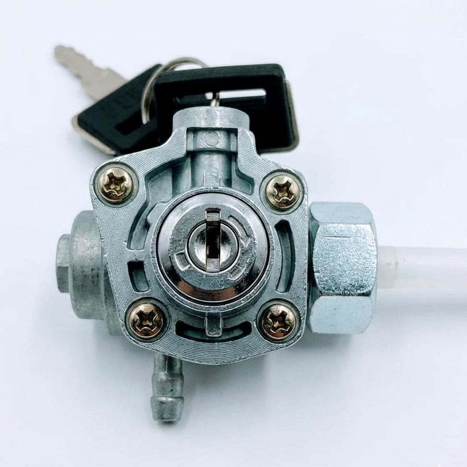 Crown Motorcycle Fuel Cock with Key Lock for Honda CD70 & CG125 – Fuel Tap Valve with Reserve Function