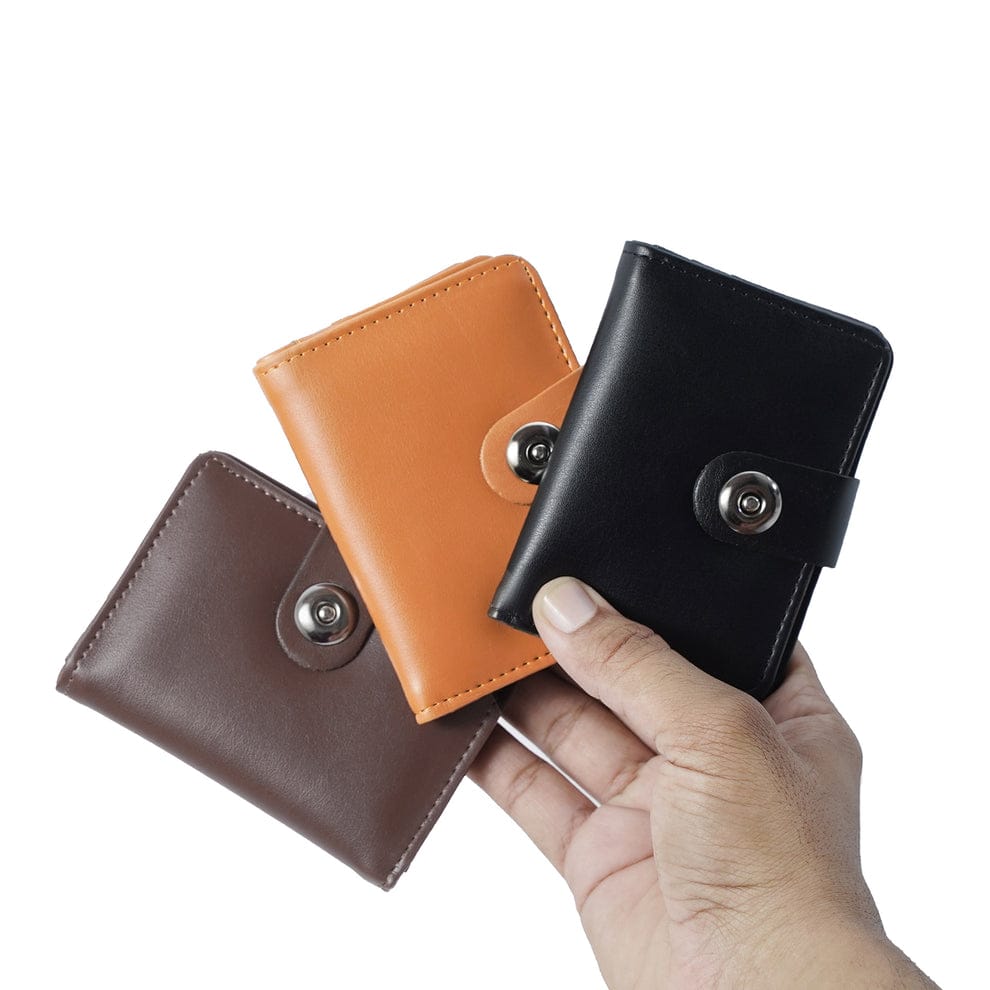 Men’s Premium Card Holder Wallet | Magnetic Button Small Wallet | 6 Card Slots & Cash Pocket