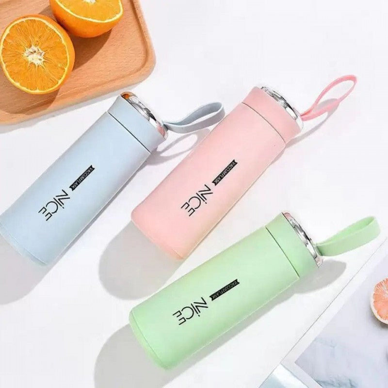 Nice Glass Bottle Water Mini Flask Bottle With Vaccum Flask And Loop Temperature Resistant,400ml (random Colors)