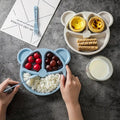 5 Pcs Bear Plate Set - Cartoon compartment dinner plate | Includes Divided Plate, Fork &amp; Spoon, Perfect For Toddlers &amp; Preschoolers (Random color)