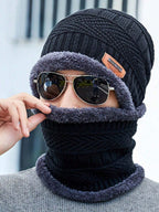 Head &amp; Neck Cap Beanies Combo - woolen winter beanie cap with neck warmer muffler for men and women