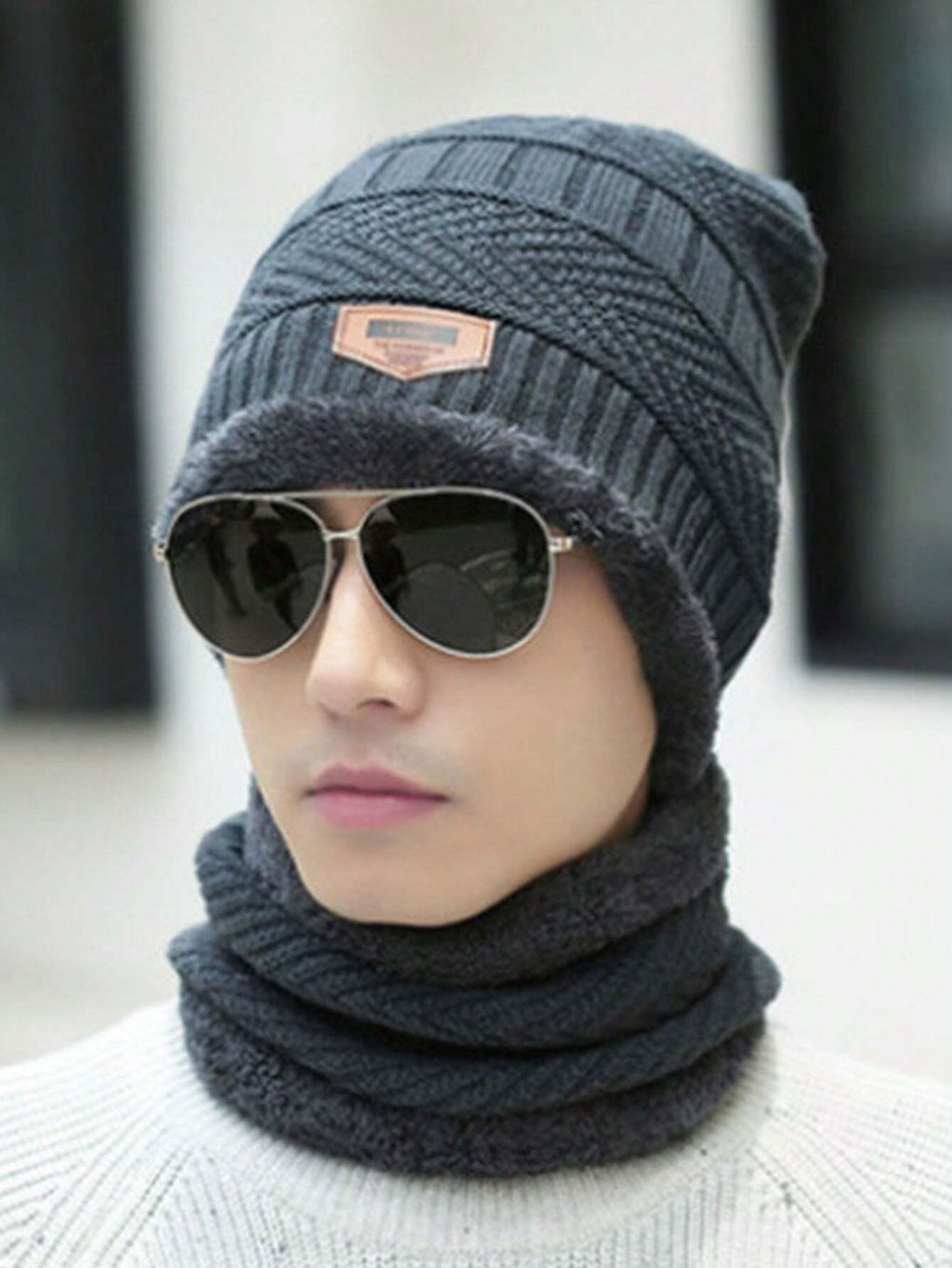 Head &amp; Neck Cap Beanies Combo - woolen winter beanie cap with neck warmer muffler for men and women