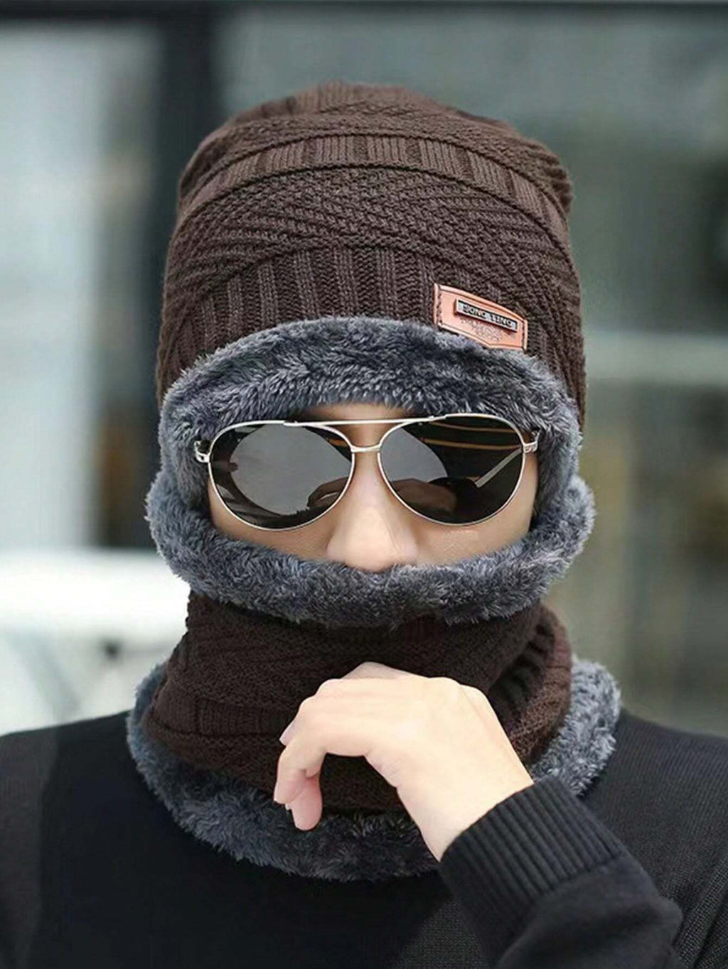 Head &amp; Neck Cap Beanies Combo - woolen winter beanie cap with neck warmer muffler for men and women