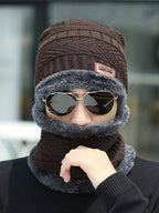 Head &amp; Neck Cap Beanies Combo - woolen winter beanie cap with neck warmer muffler for men and women
