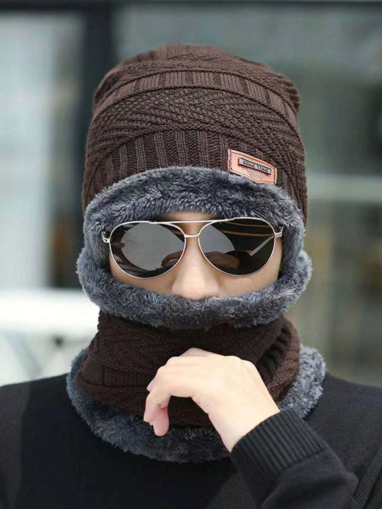 Head &amp; Neck Cap Beanies Combo - woolen winter beanie cap with neck warmer muffler for men and women