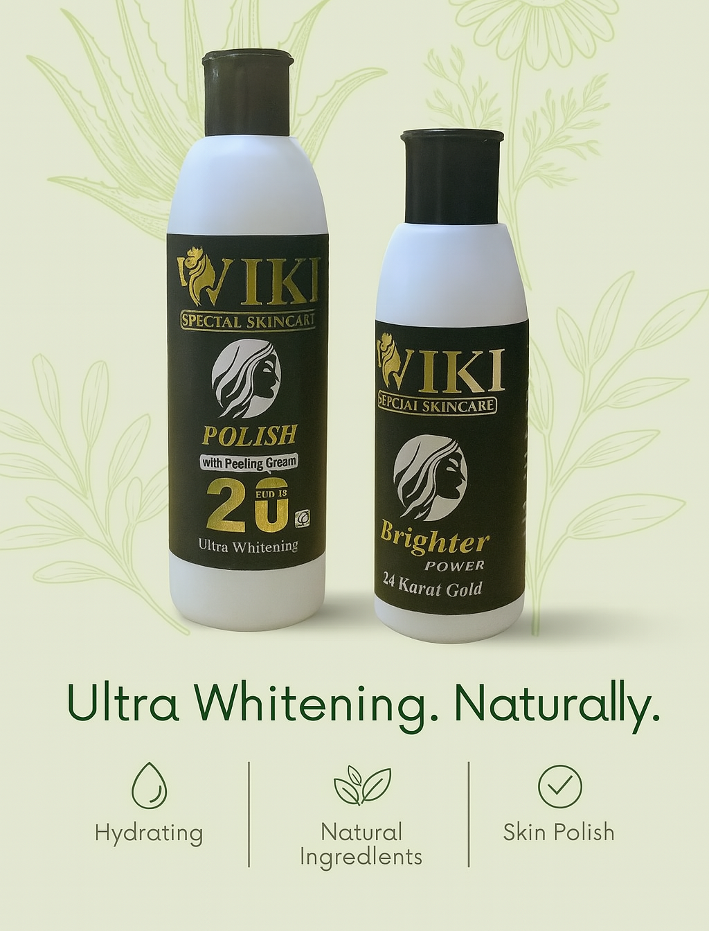 VIKI Special Skincare Brighter Power 24K Gold & Polish Peeling Cream – Ultra Whitening Set (Black)