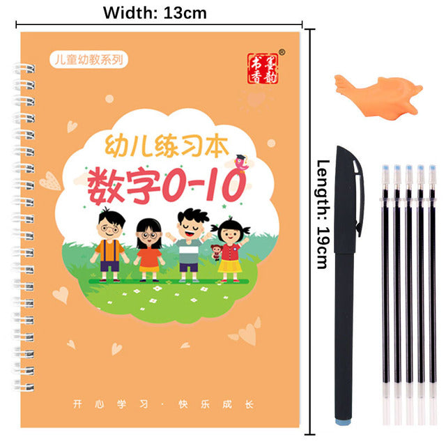 Pack Of 4 Pcs With 10 Refill Copybooks Pen Magic Copy Book Free Wiping Children's Kid Writing Sticker Practice Copybook For Calligraphy