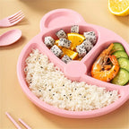 5 Pcs Bear Plate Set - Cartoon compartment dinner plate | Includes Divided Plate, Fork &amp; Spoon, Perfect For Toddlers &amp; Preschoolers (Random color)