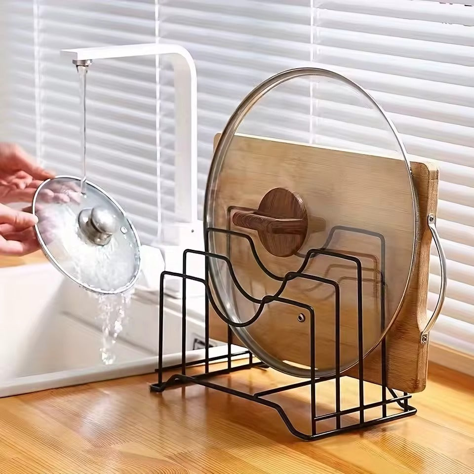 Multi Functional Kitchen Cutting Board And Pot Lid Organizer Rack Durable Space Saving Storage Solution For Daily Use