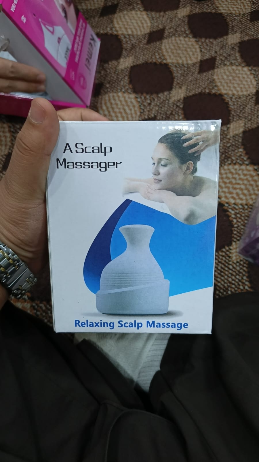Electric Scalp Massager with 4 Tissue Kneading Nodes – Waterproof Handheld Head & Full Body Massager for Stress Relief