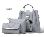 Elegant 3-Piece Women’s Handbag Set – Black Shoulder Bag, Crossbody & Clutch Purse