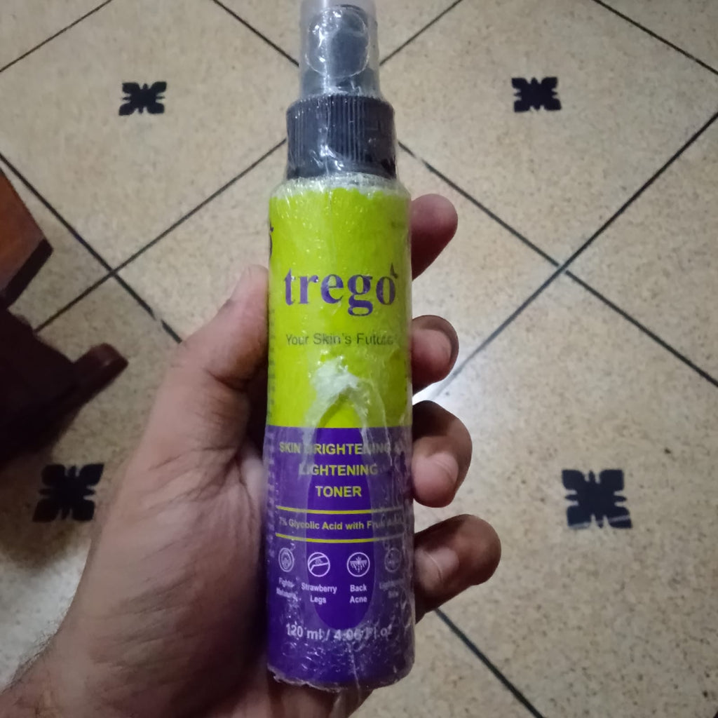 Trego Skin Brightening & Lightening Toner – 7% Glycolic Acid Exfoliating Spray for Face & Body (120ml)