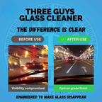 THREE GUYS Glass Cleaner Spray 250ml | Streak-Free Shine for Car & Home | German Engineered Auto Glass & Window Cleaner
