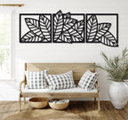 3D wooden 3 Piece Long Leaf Panels | Wall Hanging wooden Art | Wall art I Wall art for room decoration