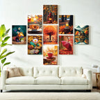9 pcs universe unique Combo Wallart set for Home Decoration