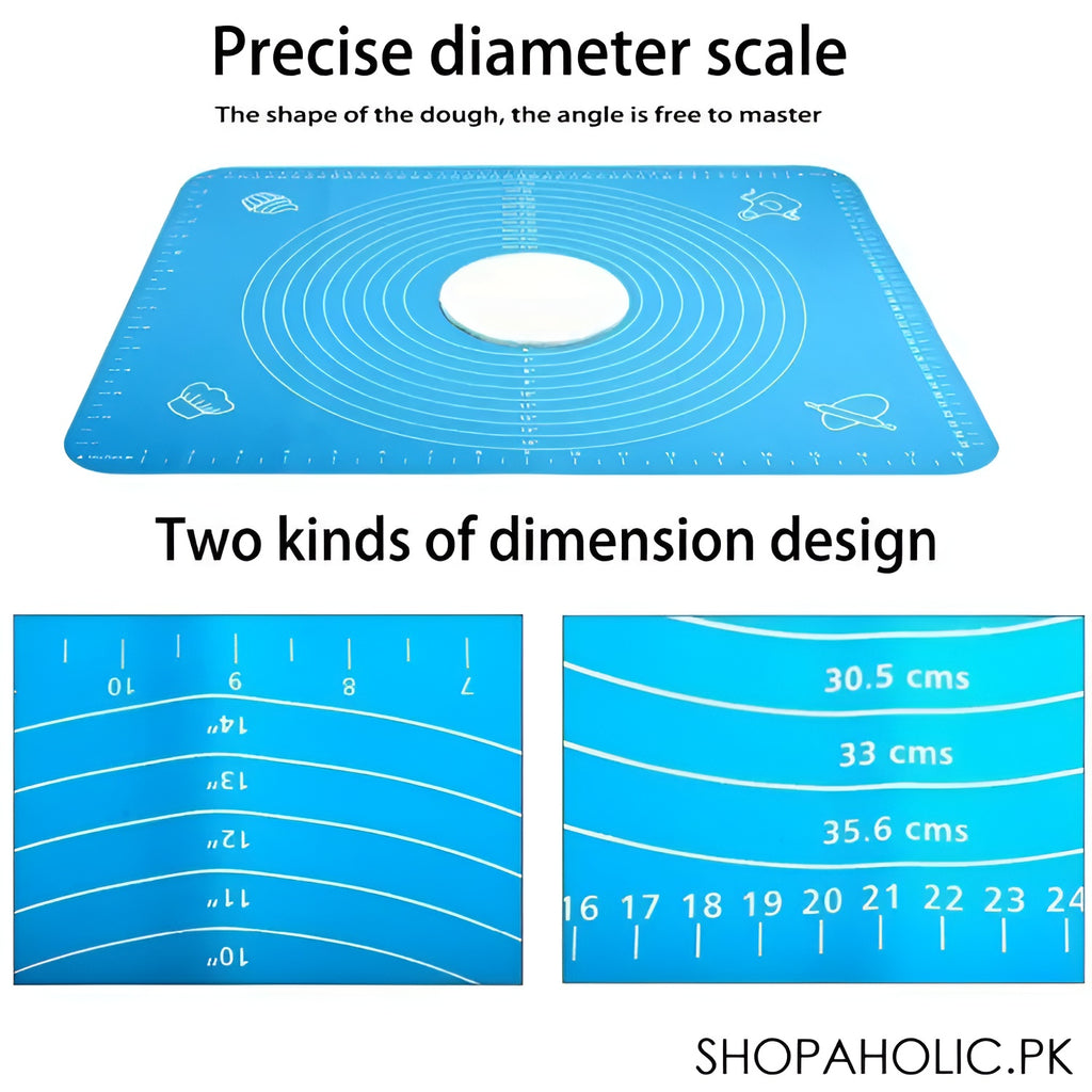 Silicone Baking Roti Mat With Measurements Heat Resistant | Non Stick Flour Rolling Mat | Baking Kneading Dough Pad - Big Size (Random Color)
