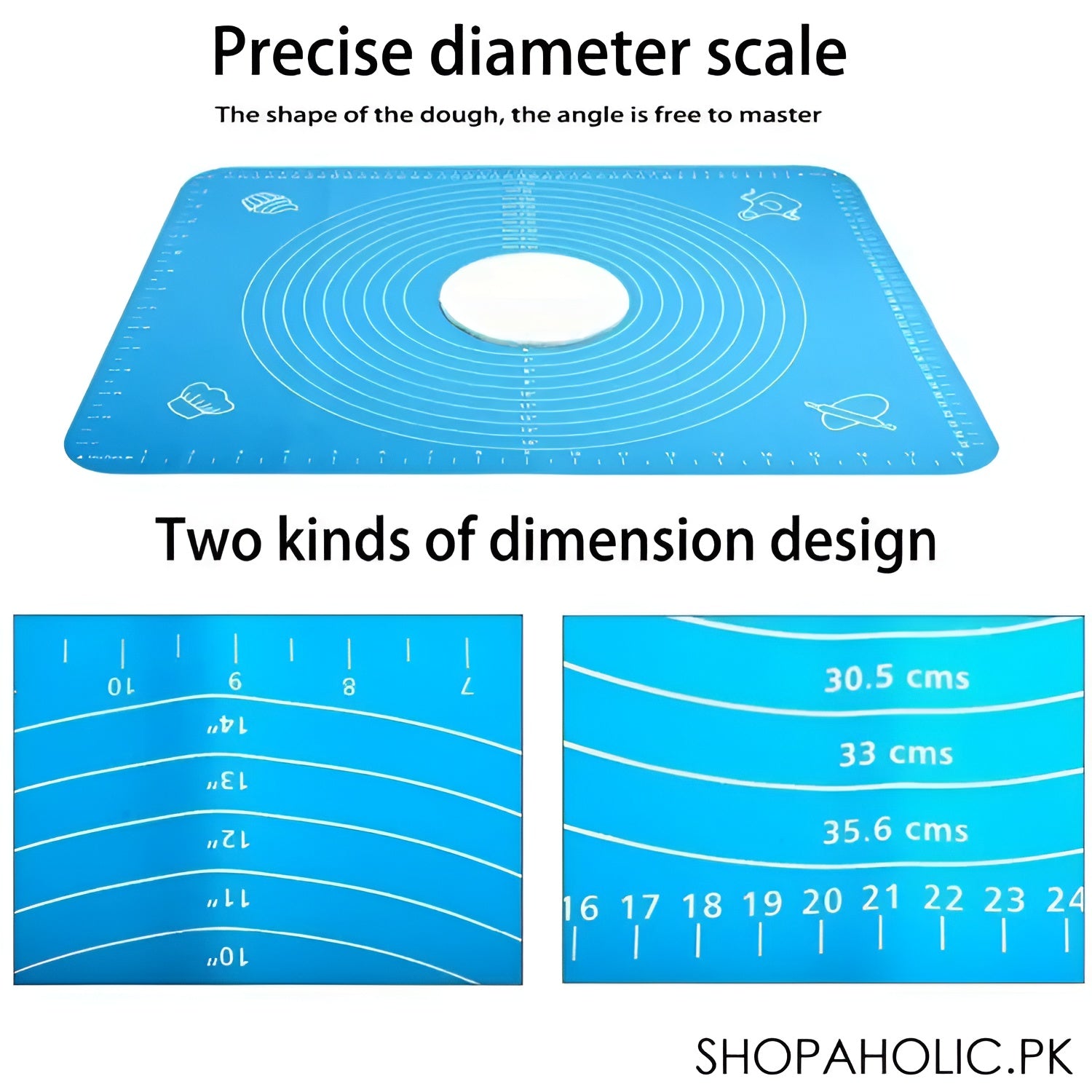 Silicone Baking Roti Mat With Measurements Heat Resistant | Non Stick Flour Rolling Mat | Baking Kneading Dough Pad - Big Size (Random Color)