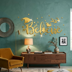 Acrylic Mirror "Believe" Wall Decoration – Large 3D Inspirational Wall Art Sticker Decals (2x6 Feet)