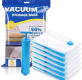 Vacuum Storage Bags Set (5 Bags + 1 Hand Pump) – Reusable Space Saver Compression Bags for Clothes, Bedding & Travel