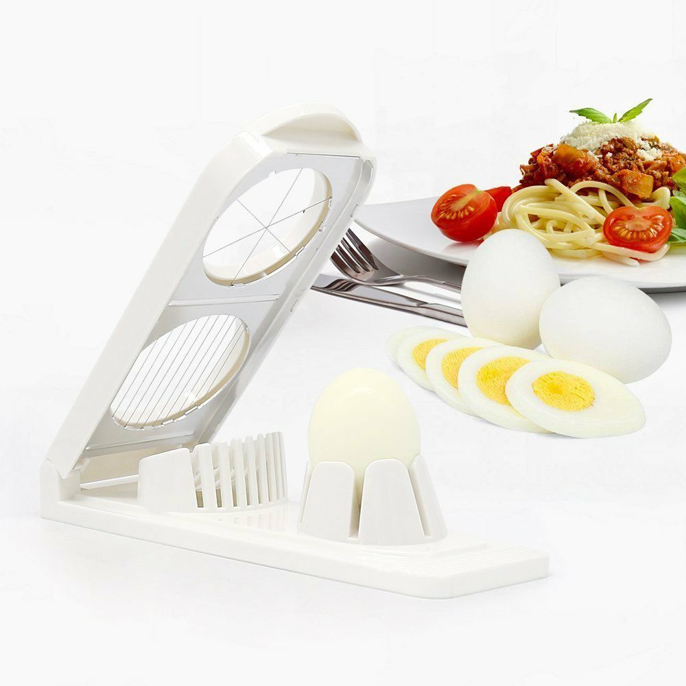 2-in-1 Egg Cutter & Slicer – Boiled Egg Slicing Machine with Stainless Steel Cutting Wires, Kitchen Cooking Tool | Random Color