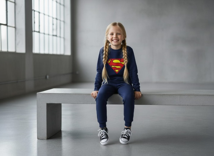 Superman Printed Sweatshirt & Pajama Trouser Tracksuit for Kids | Winter Warm Fleece Clothing Set Outfit for Boys & Girls