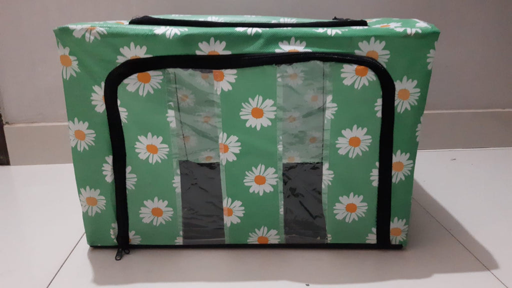 Foldable Metal Frame Clothes Storage Organizer Bag – Large Capacity Fabric Wardrobe Box with Zipper & Clear Window